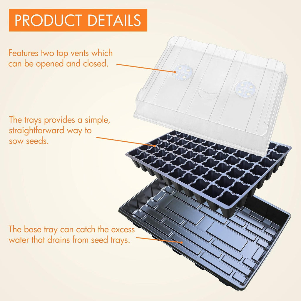 Gardzen Seed Starter Tray, 5 Pack Smiling Face Plant Germination Trays with Total 350-Cell, Seed Starter Kit with