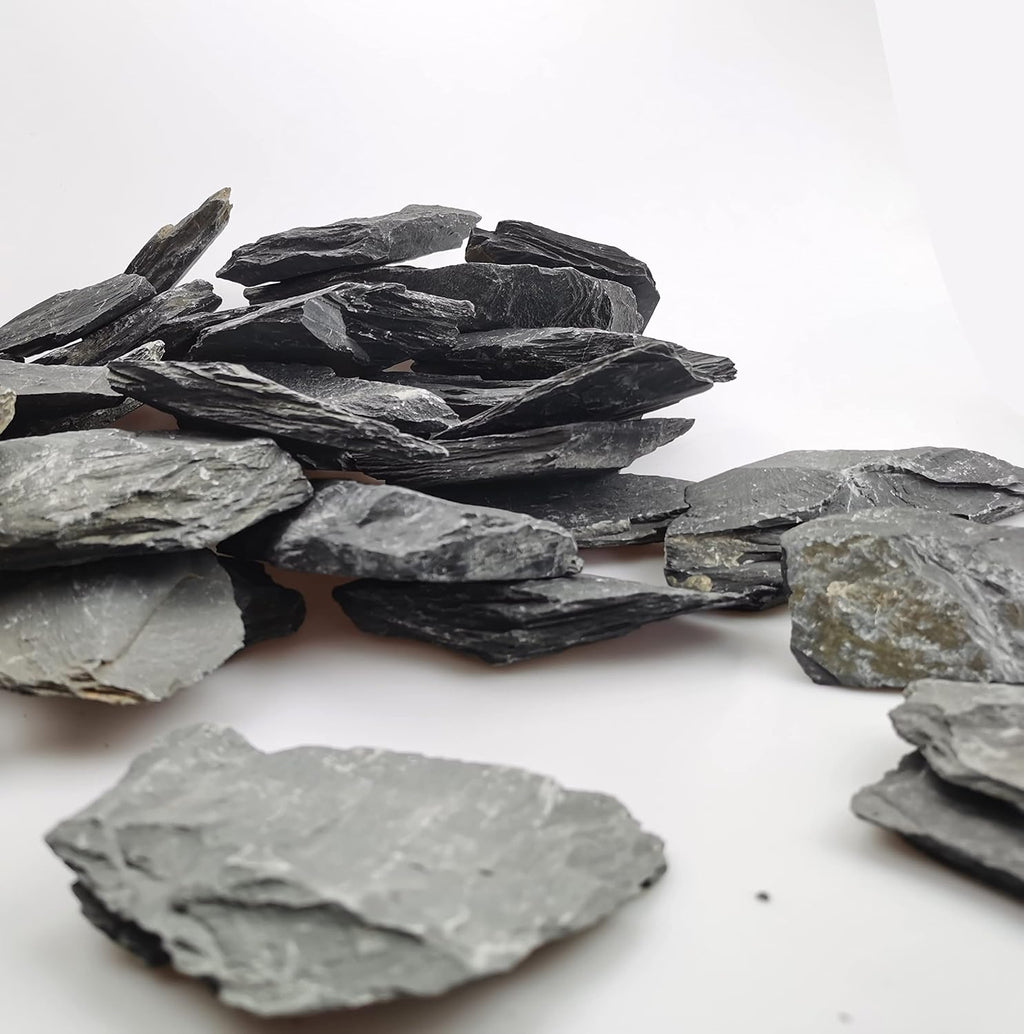 Voulosimi Natural Slate Rocks PH Neutral Stone Perfect Rocks for Aquariums, Landscaping Model,Tank Decoration,Amphibian