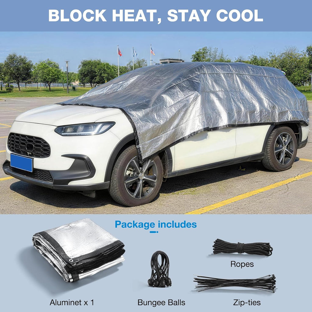 99% 6x6 FT Aluminet Shade Cloth with Grommets FT Aluminum Reflective Tarp Sun Heat Reflective Blocking Sun for Cars