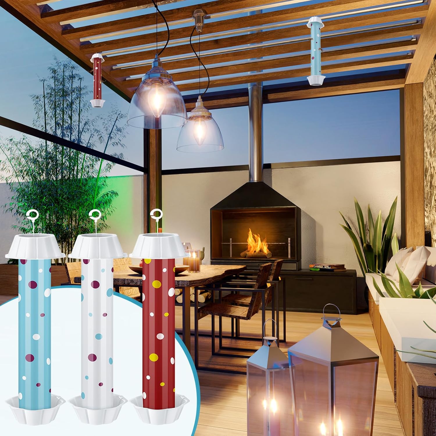 12 Pcs Sticky Fly Trap Fly Stick Indoor Outdoor Long Lasting Adhesive Fly Catcher with Hanging Hook for Wasps Gnats