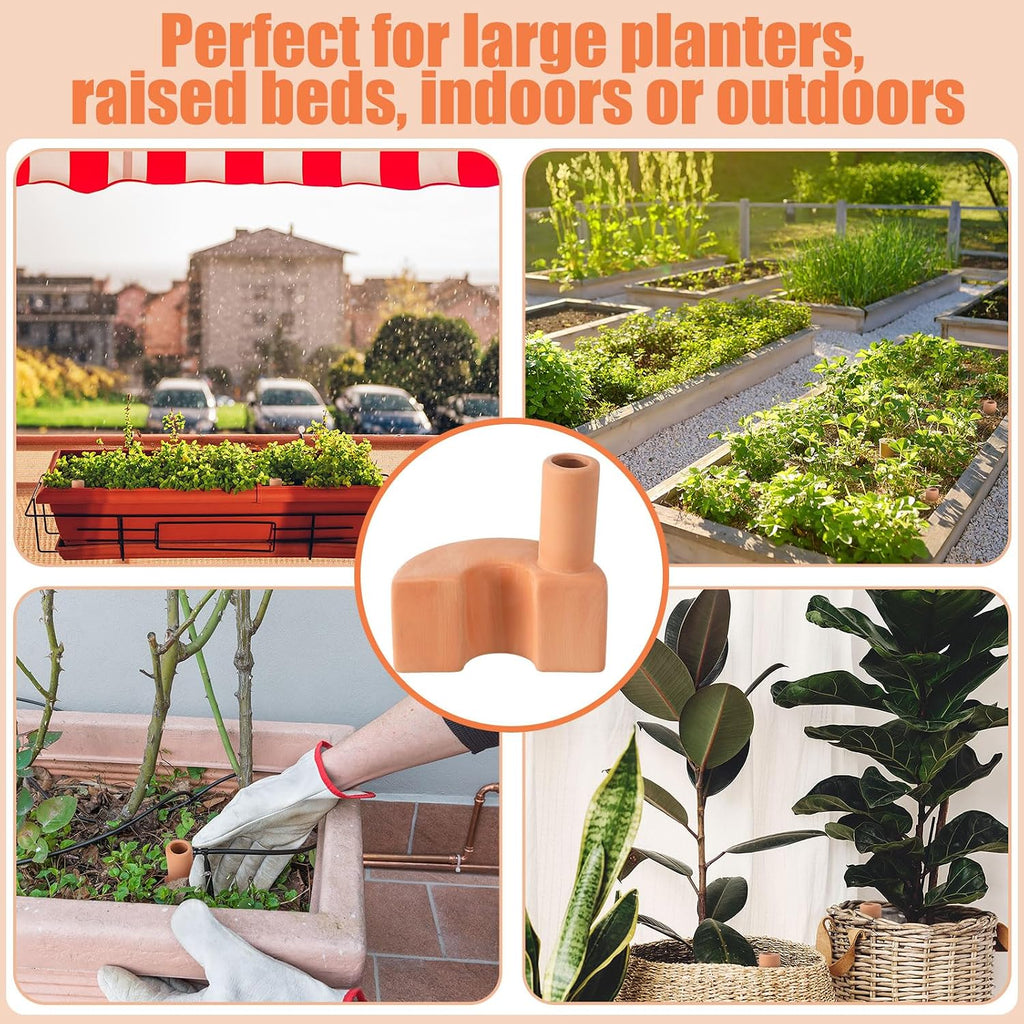 4 Pack Terracotta Self Watering Spikes 12.85 oz Large Capacity | Plant Watering Devices, Reusable Automatic Watering