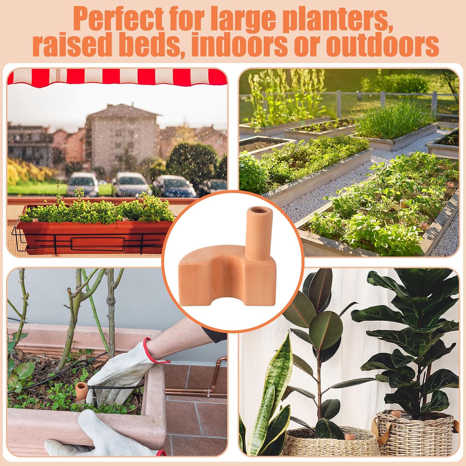 4 Pack Terracotta Self Watering Spikes 12.85 oz Large Capacity | Plant Watering Devices, Reusable Automatic Watering