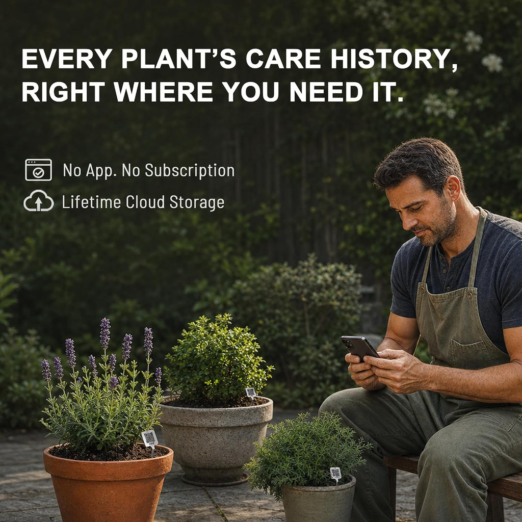 QR Plant Labels, Scan-to-Record Plant Care Tracker, 20 pcs | 304 Stainless Steel, Waterproof Garden Markers with