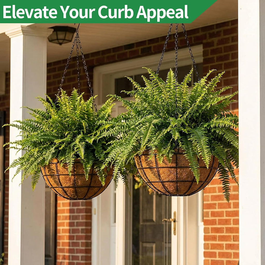 16 Inch Hanging Planters for Outdoor Plants, 2 Pack Large Hanging Baskets | Metal Hanging Baskets for Outdoor Plants