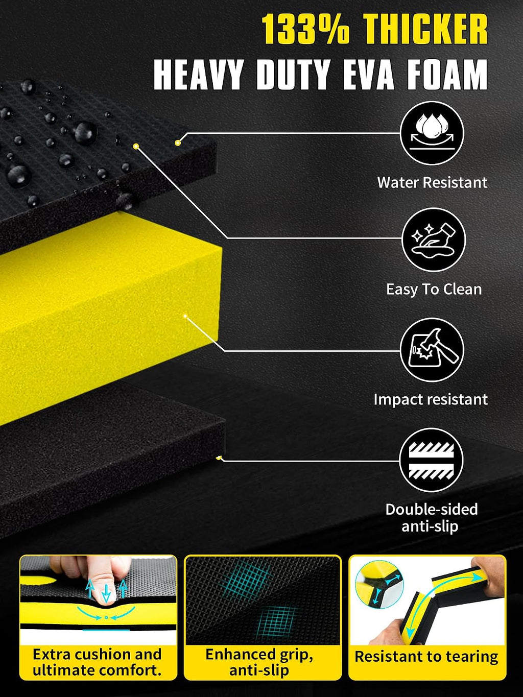 1.2" Extra Thick Foldable Mechanic Kneeling Pad with Handle & Storage Belt, 5 Fold Multi-Use Comfortable EVA Foam