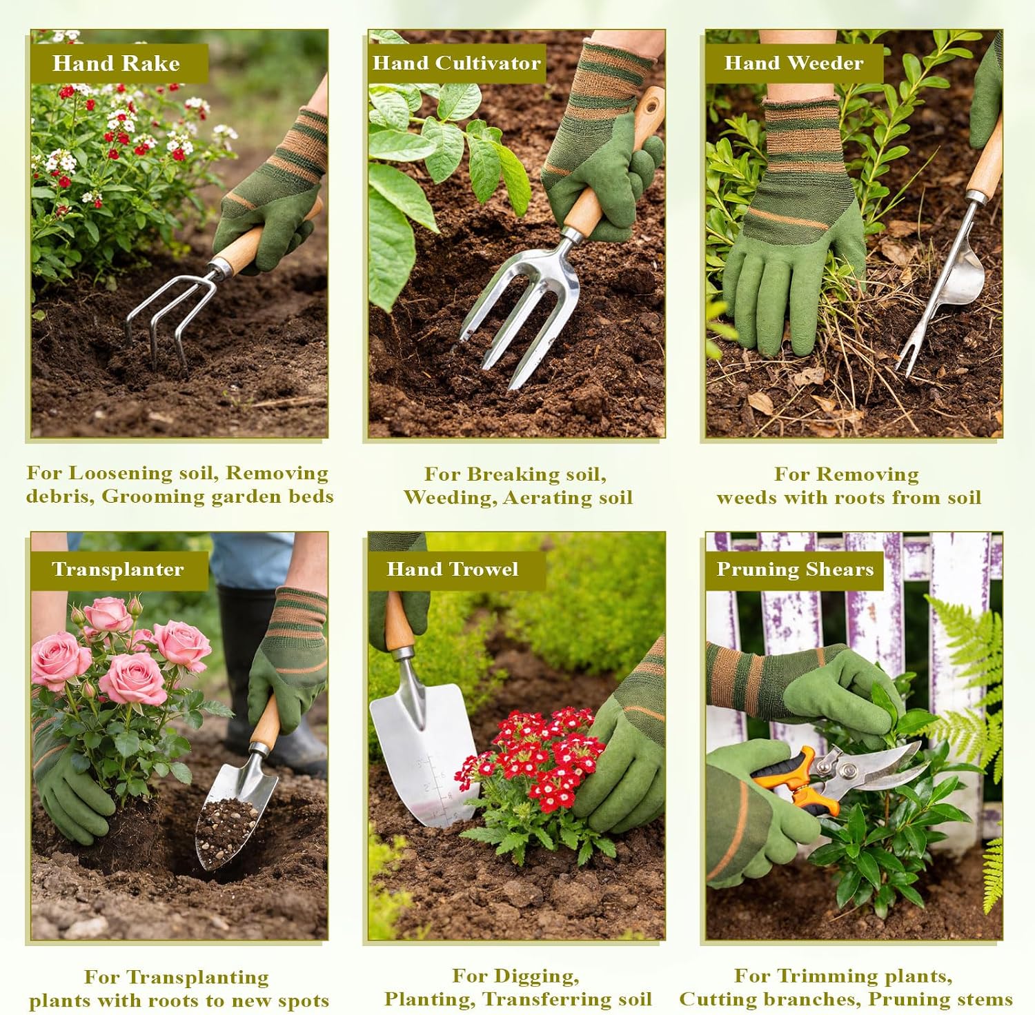 15-Piece Garden Tool Set for Women, Heavy Duty Gardening Kit with Floral Garden Bag, Steel Garden Hand Tools, Plant