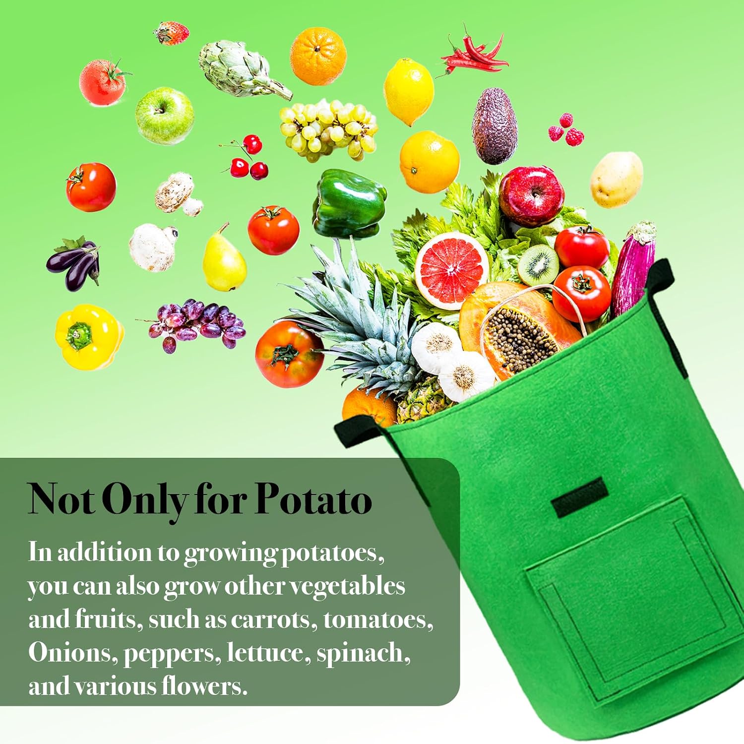 15Gal Colorful Potato Grow Bags, Potato Bags for Growing Potatoes