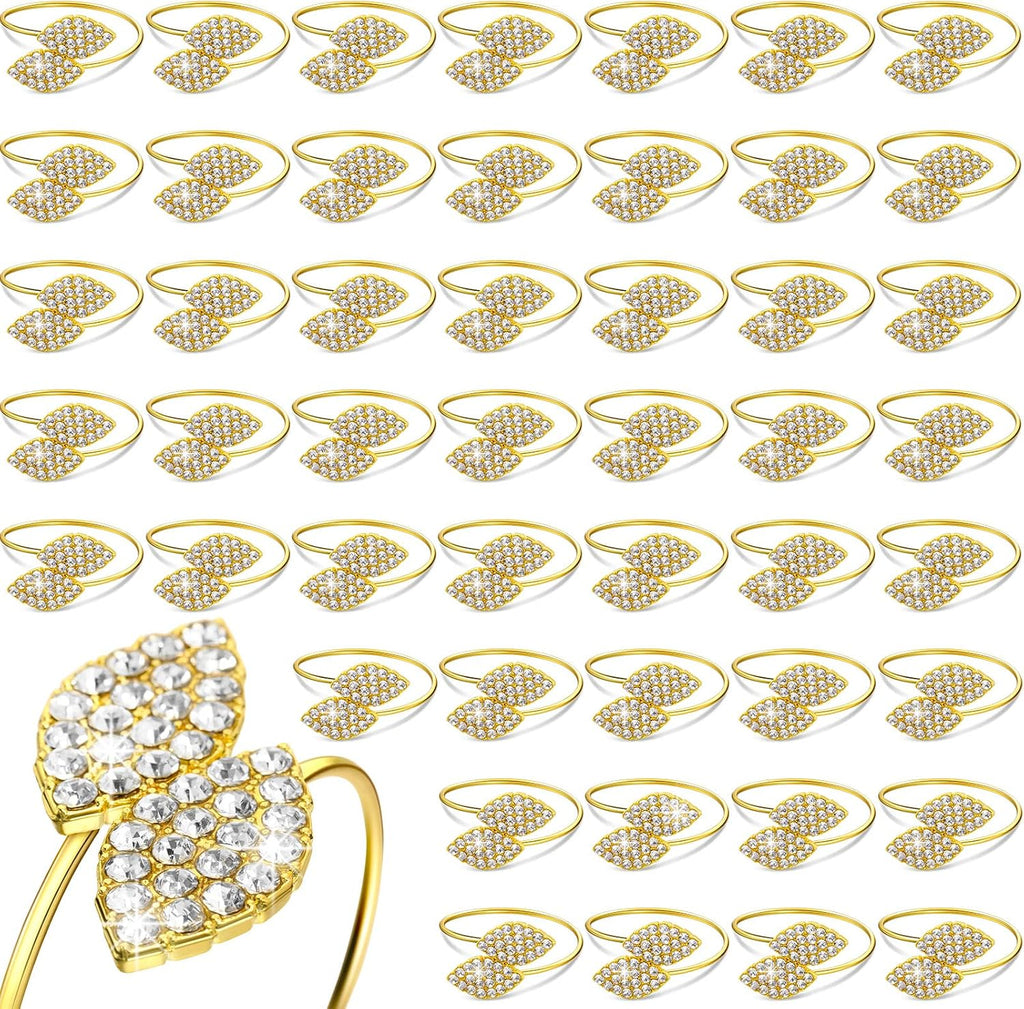 APTWOW Bright Gold Napkin Rings Set of 6, Fall Thanksgiving Table Decor