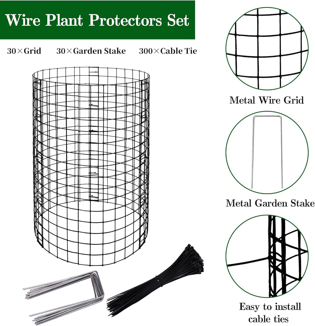 Adnee 10 Packs Wire Plant Protector from Animals - 20" H X 12" D Metal Mesh Plant Cage Covers - Sturdy Garden Bunny