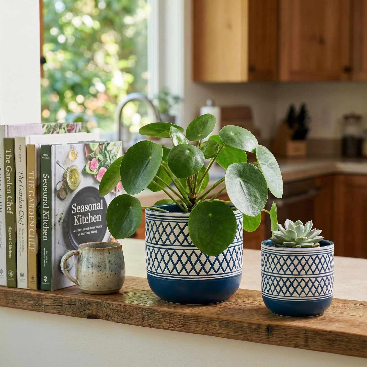 HERDUK Decorative Ceramic Flower Pots Set of 2 – 6 & 4.7 Inch Indoor Plant Pots, Boho Decorative Pots for Plants