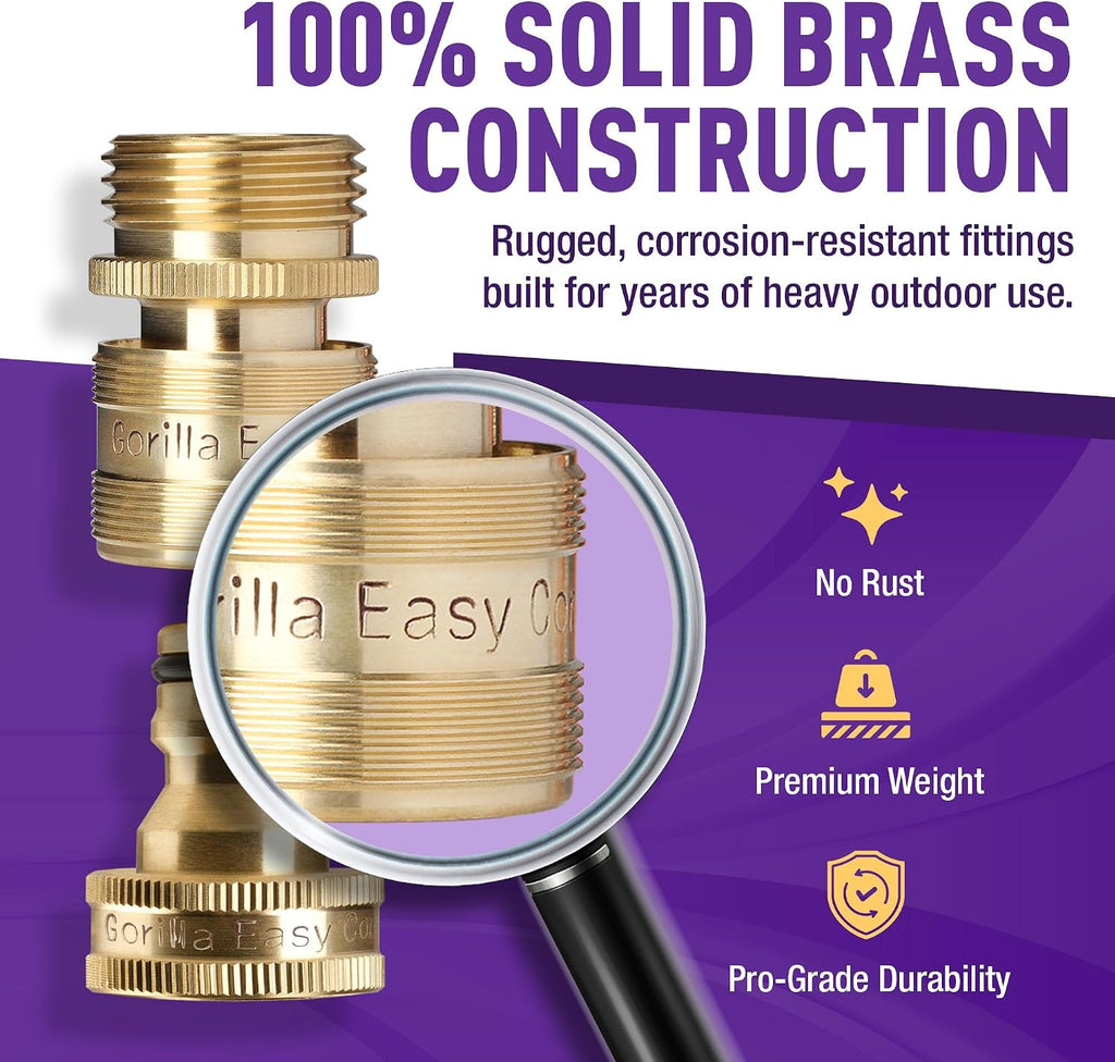 Garden Hose Quick Connect Fittings ¾ Inch GHT Solid Brass Leak Proof to 200 PSI Heavy Duty