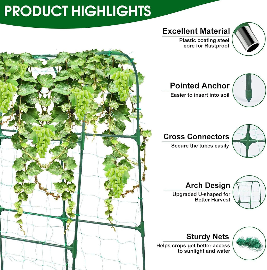 50"x48"Cucumber Trellis, Garden Arch Trellis for Climbing Plants Outdoor | Rustproof Metal Plant Support Vegetable Vine