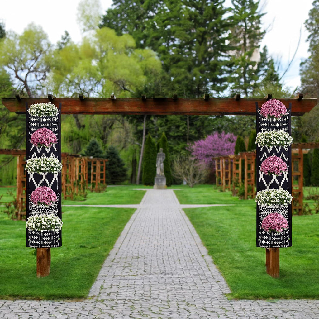 Esterno Boho Fabric Hanging Planter (3 Sets of 5 Pockets); Vertical Hanging Herb/Flower Planter