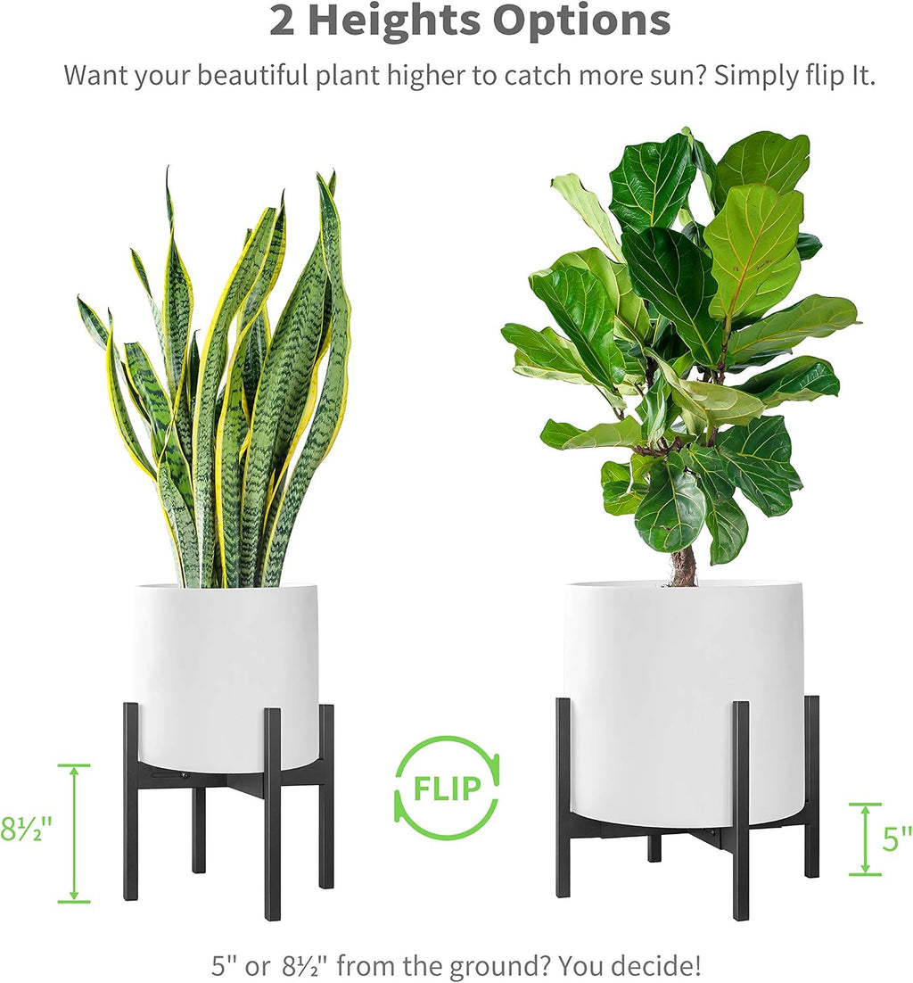 FaithLand Plant Stand, Adjustable Size Fits 12 13 14 15 16 Inches Large Plant Pot, Metal Planter Stand, Mid Century