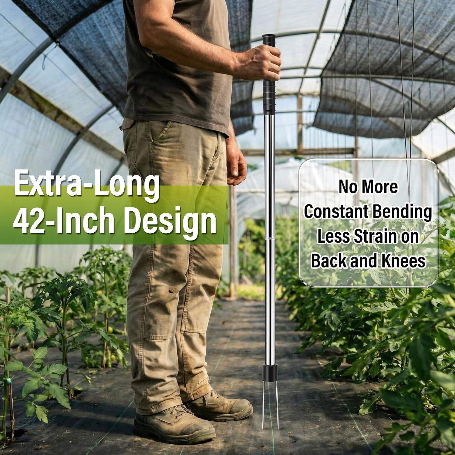 Enhon 46 Inch Landscape Staples Driver Kit with 6" 50 Pcs 11 Gauge Staples & Magnetic Tip for Landscape Fabric, Weed