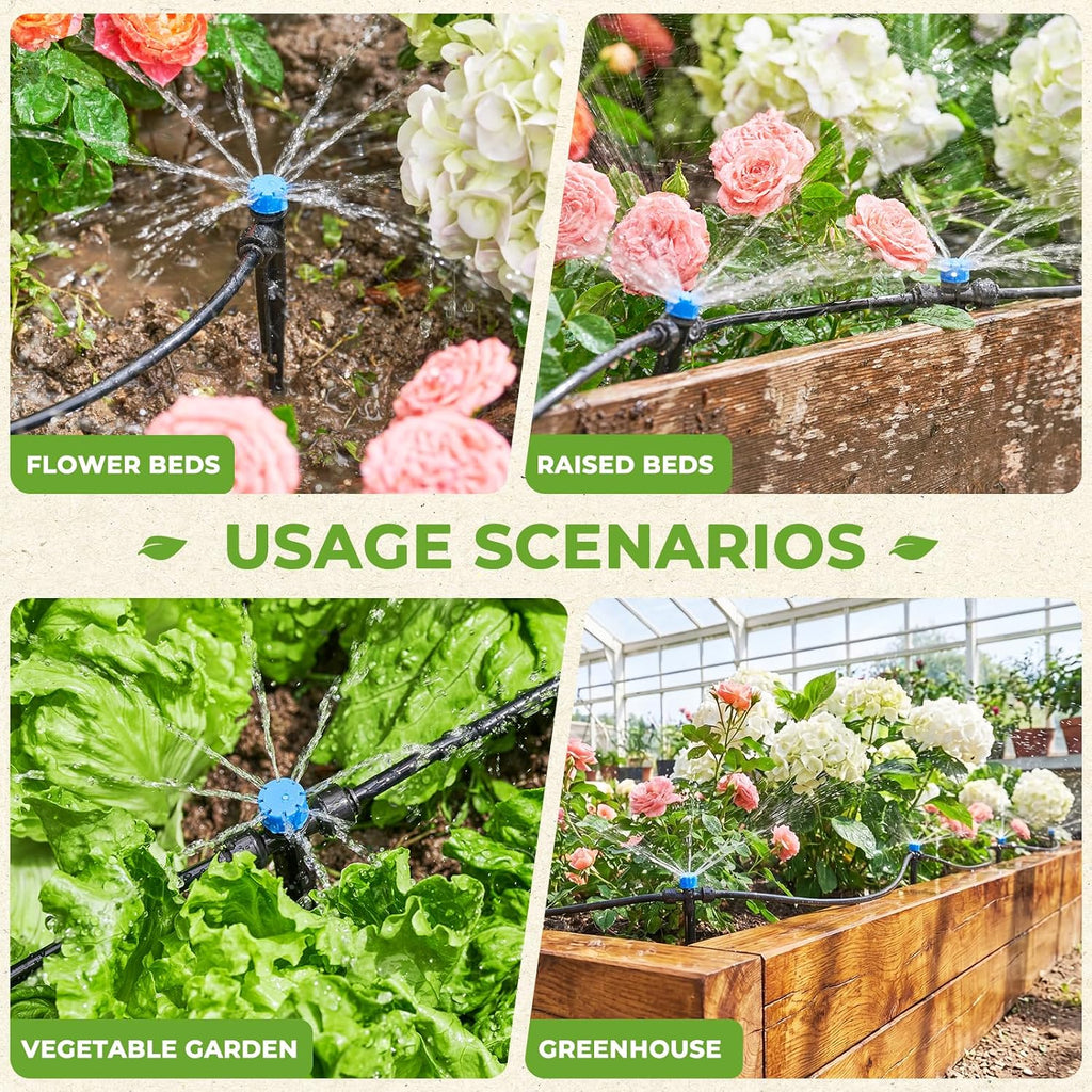 HIRALIY 200FT Drip Irrigation Kit for Garden Watering | Quick-connect system with 33FT main hose, 167FT tubing and