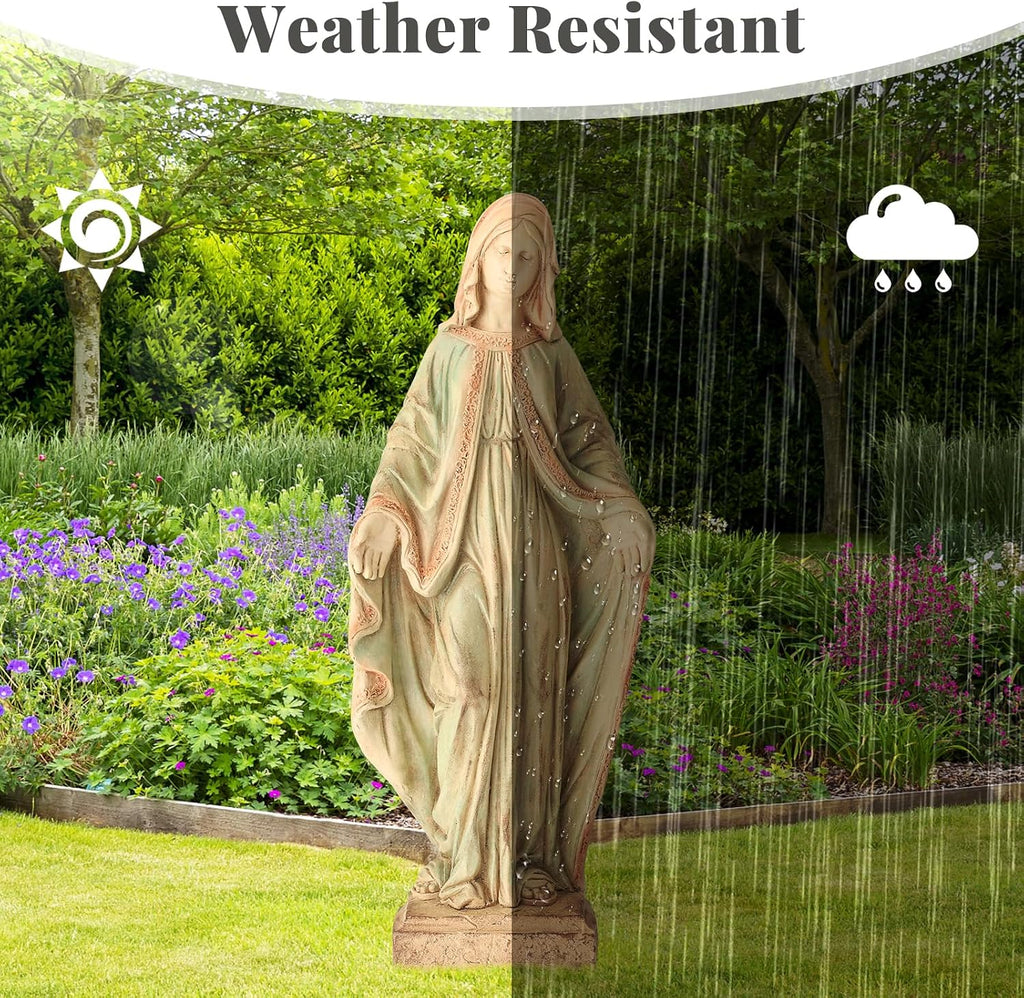 EROMMY Virgin Mary Garden Statue Outdoor 31.5” – Large Praying Holy Madonna Resin Sculpture, Blessed Mother of God