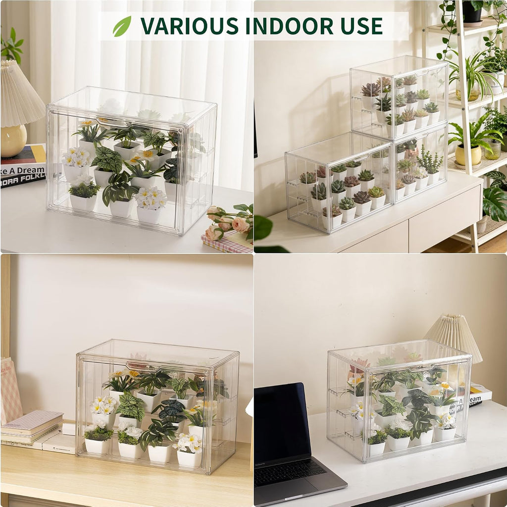 Mini Greenhouse Indoor with Magnetic Door, M-4tier-1pcs | Retains Warmth & Moisture, Durable Construction, Magnetic