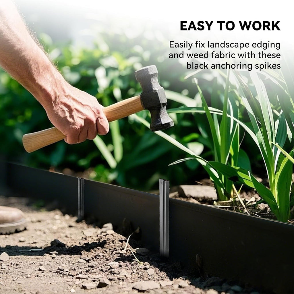 WORTH 26Pcs 12" Metal Landscape Edging Stakes, Silver Steel Garden Spikes | Landscaping Edging Stakes, Bender Board