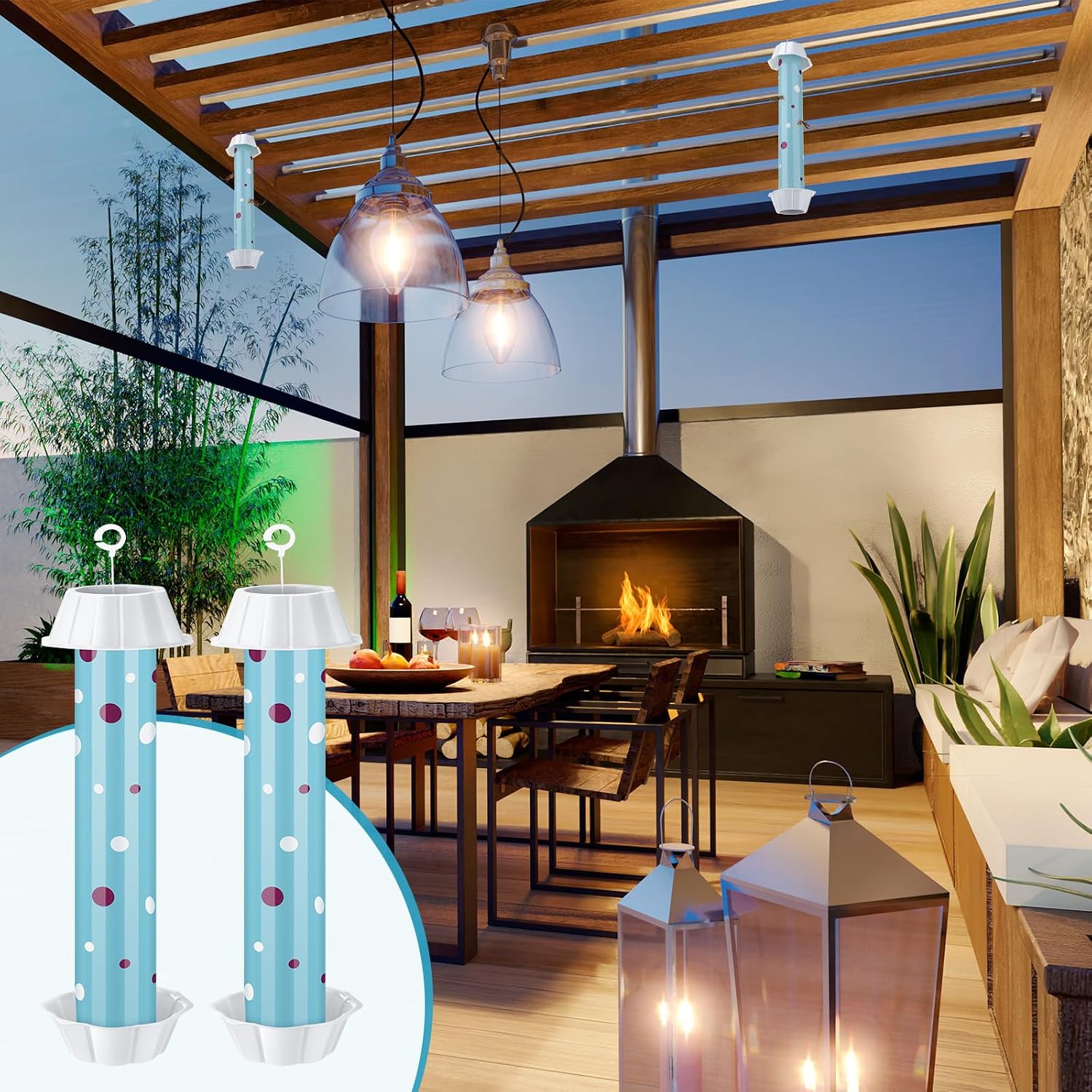 12 Pcs Sticky Fly Trap Fly Stick Indoor Outdoor Long Lasting Adhesive Fly Catcher with Hanging Hook for Wasps Gnats