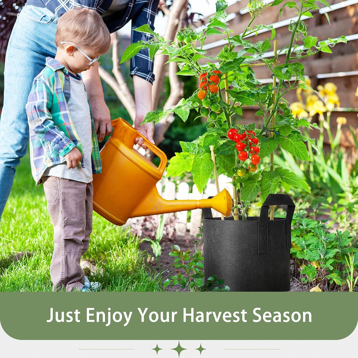 GreatBuddy Grow Bags 5 Gallon 24-Pack, Heavy Duty Fabric Grow Bags with Handles for Vegetables, Herbs, and Tomatoes