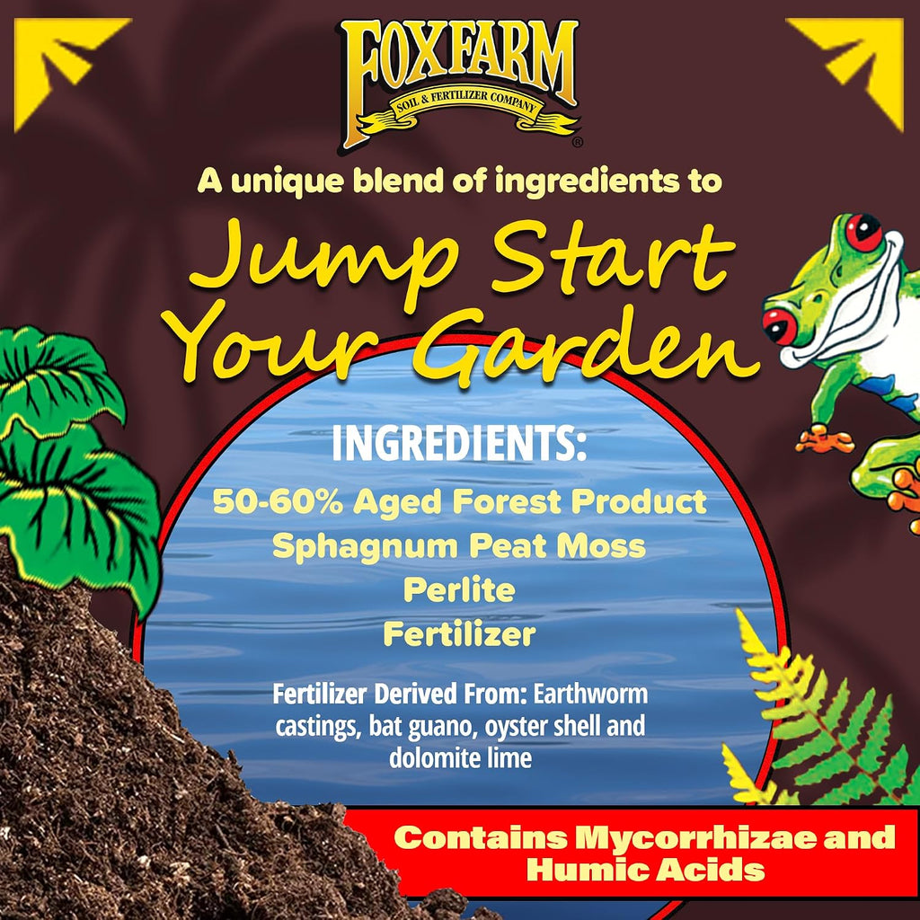 FoxFarm Happy Frog Potting Soil with 2 Plant Tags, 12 Quarts – Ready-to-Use Amended Container Blend with Soil Microbes