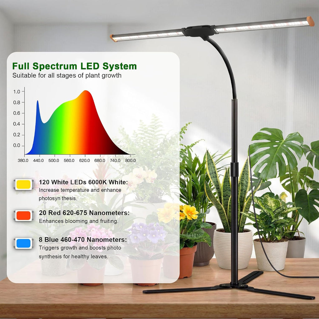 Grow Light for Indoor Plants,6000K White Sun Spectrum Growing Light Lamp | Desk Light with Red Blue LED for Pot