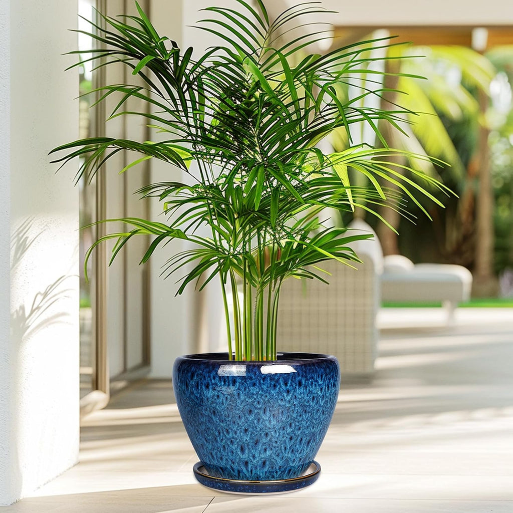 Ceramicfor 8 Inch Ceramic Plant Pot, Ceramic Planter Pot for Indoor Outdoor Plants, Round Flower Pot with Drainage Hole
