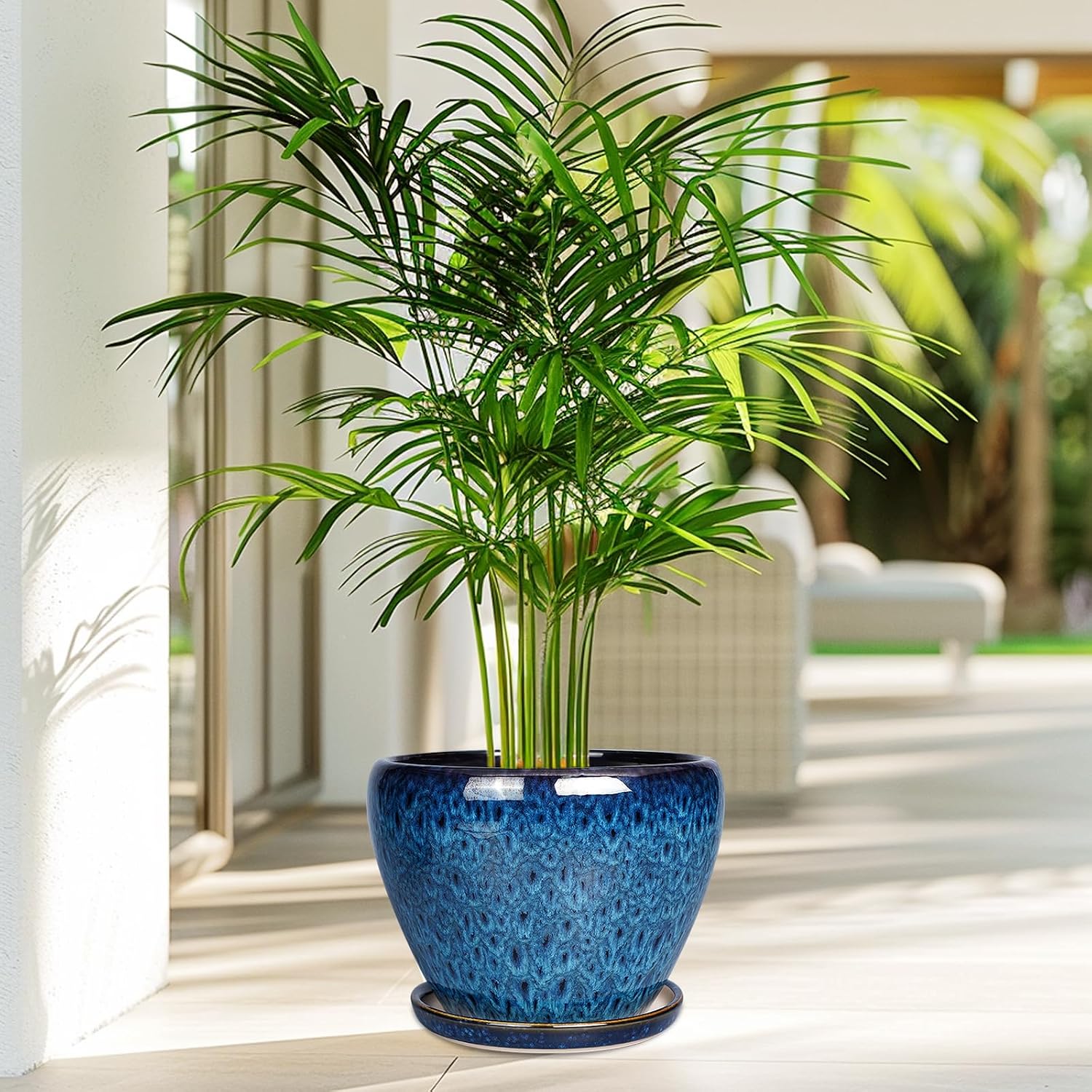 Ceramicfor 8 Inch Ceramic Plant Pot, Ceramic Planter Pot for Indoor Outdoor Plants, Round Flower Pot with Drainage Hole