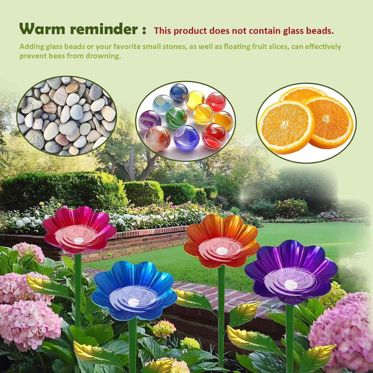 Bee Watering Station, 4 Pack Butterfly Drinking Station with Flower Design for Garden,Colorful Metal Flying Insects