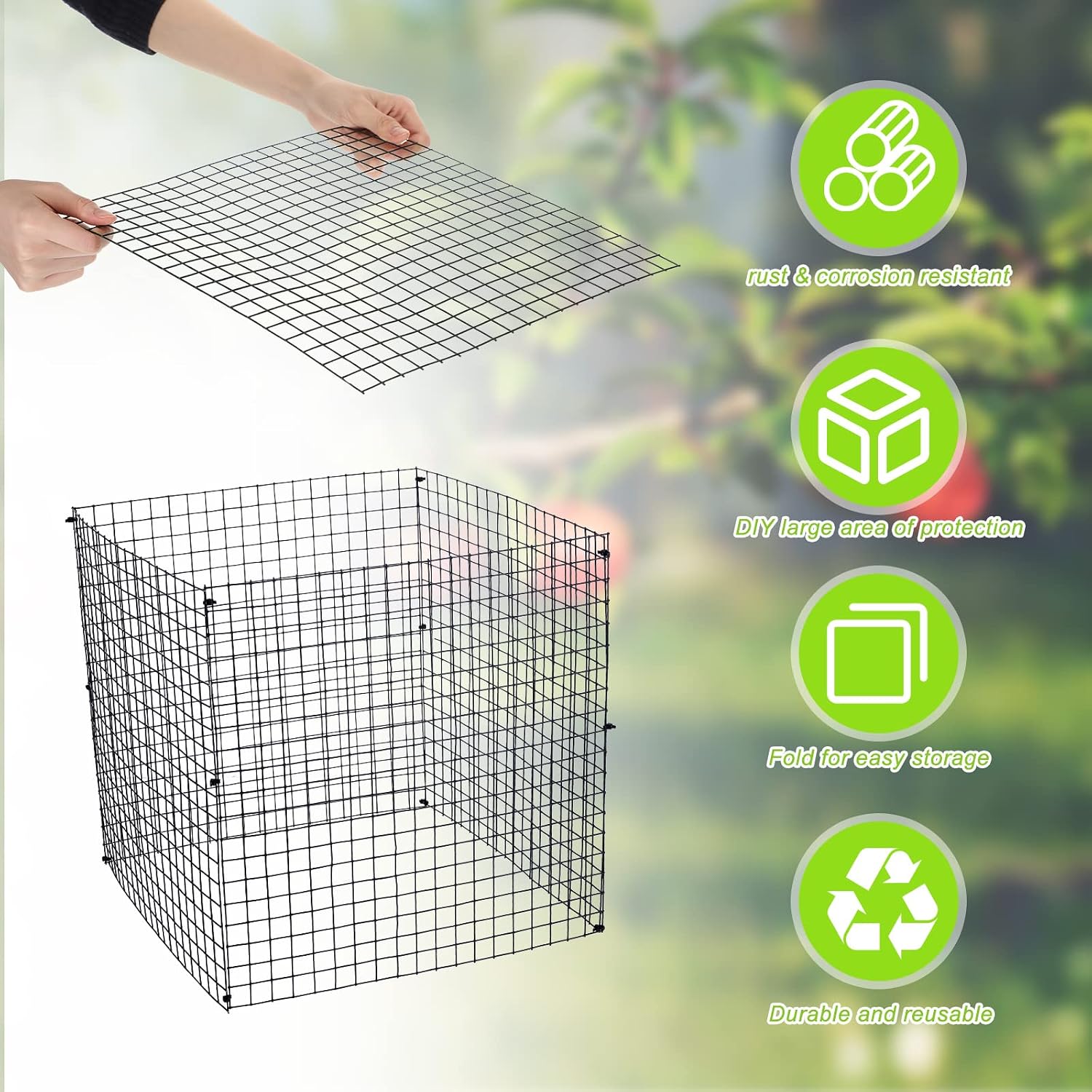 Zubebe 8 Pack Small Wire Plant Protectors Square Plant Protectors from Animals Mesh Cage Chicken Wire Cloche for Shrubs