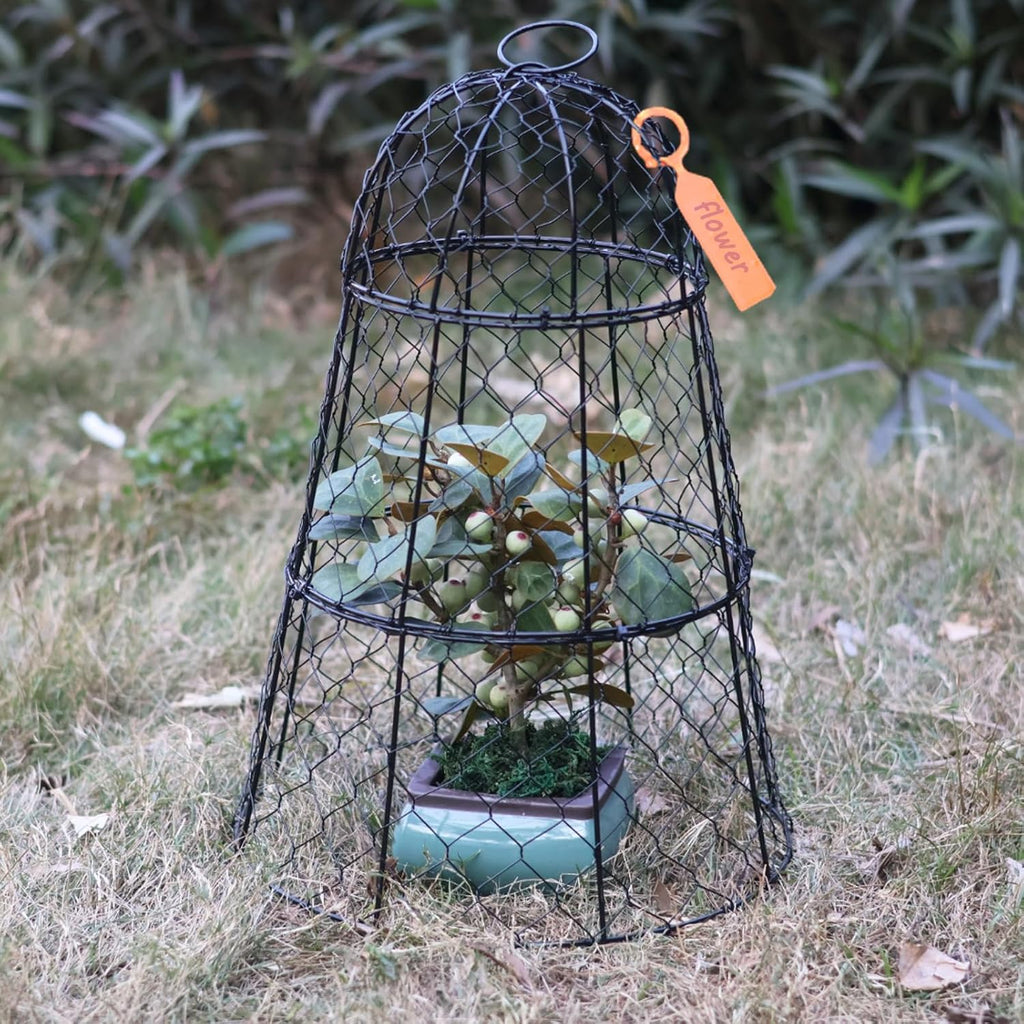 XMxoTxo 6 Packs 11.4" D x 17.7" H Garden Cloches for Plants,Upgraded Triple Combination,Rustproof Chicken Wire Cloches