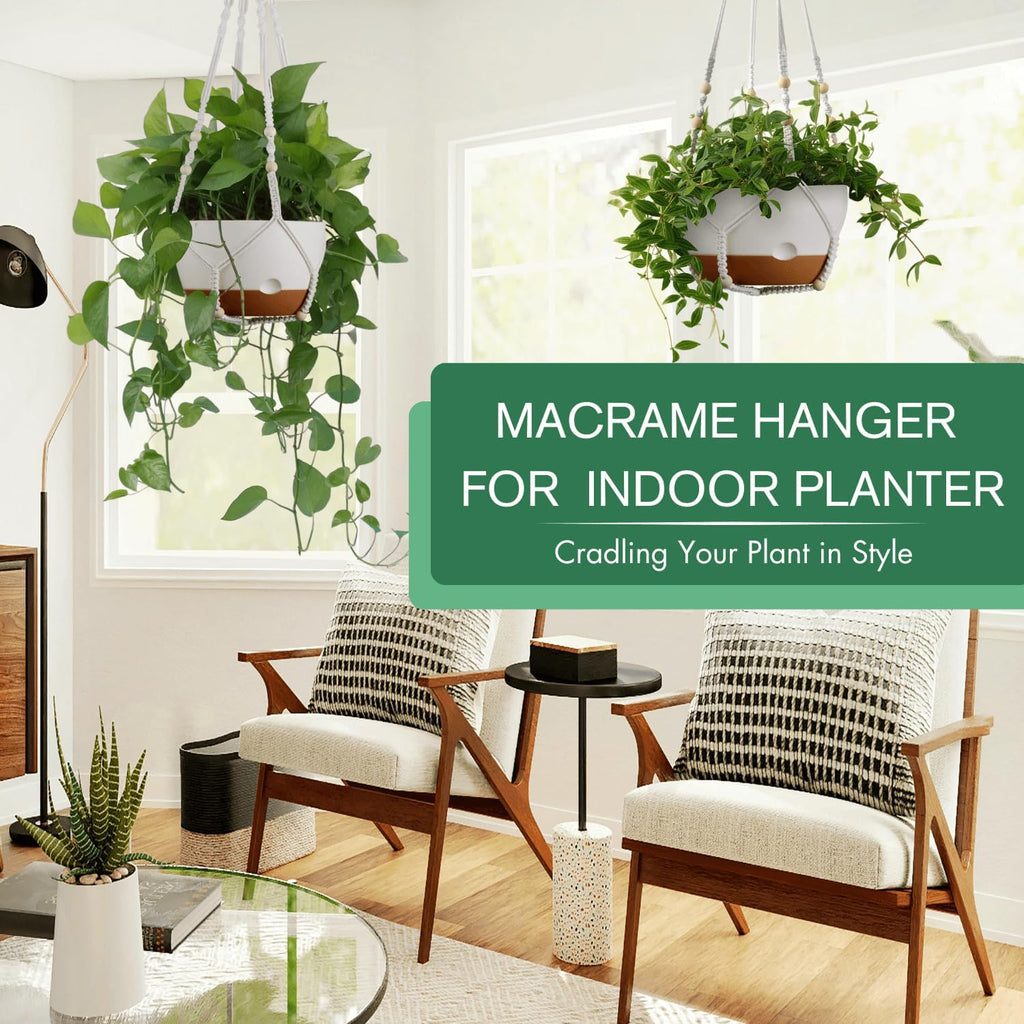 Set of 2-10 Inch Hanging Planters for Indoor Plants with Self-Watering Includes Hanging Pots for Plants, Outdoor