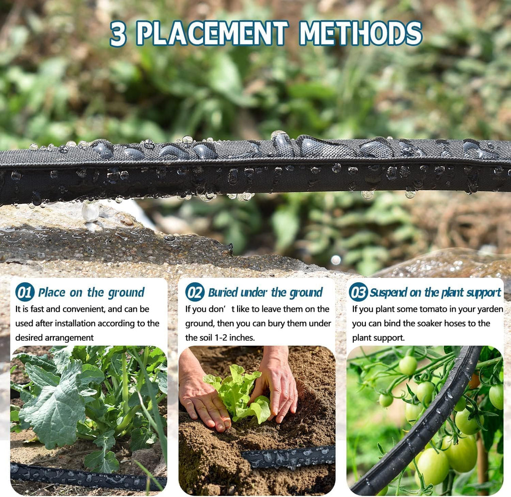 Flat Soaker Hose 50FT 2-Pack for Garden Beds, Drip Irrigation Hose for Efficient & Effective Watering of Plants –