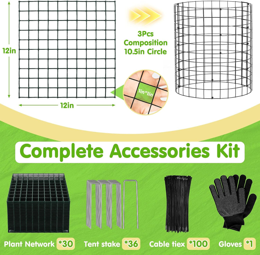 10 Pack Round Plant Protector from Animals – 30pcs 12" × 12" Metal Wire Mesh Garden Plant Cages Wire Plant Covers