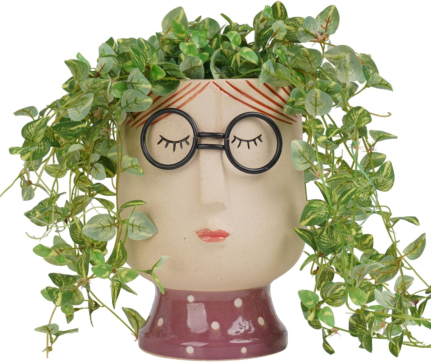 DiliComing Face Planter Indoor Plants Pot 8.3 Inch Succulent Pots | Indoor Face Vase, Lightweight Outdoor Flower