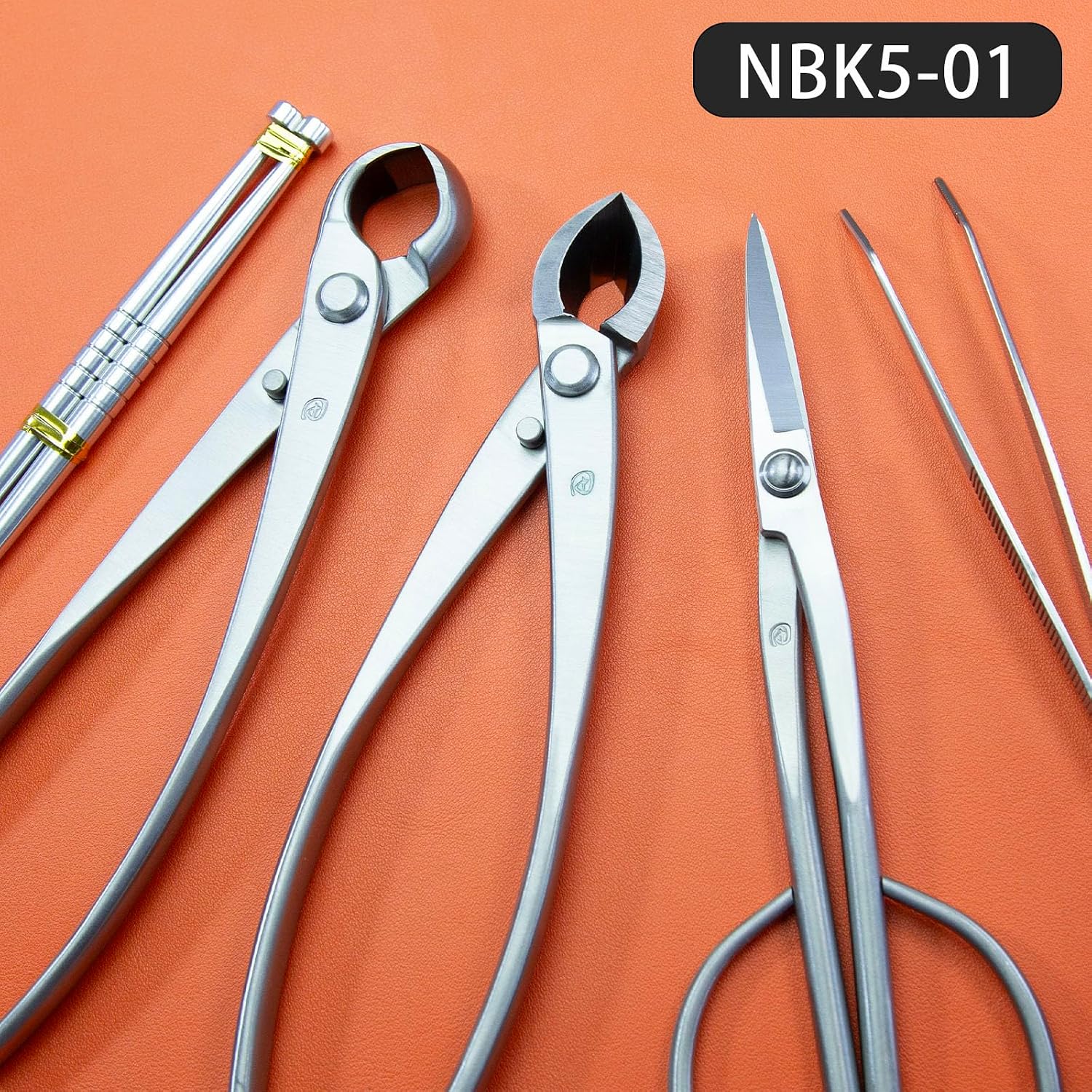 Bonsai Tools 5-Piece Alloy Steel Bonsai tool Kit In Cluding 210mm Long Handle Scissors / 205mm Branch Cutter / 205mm
