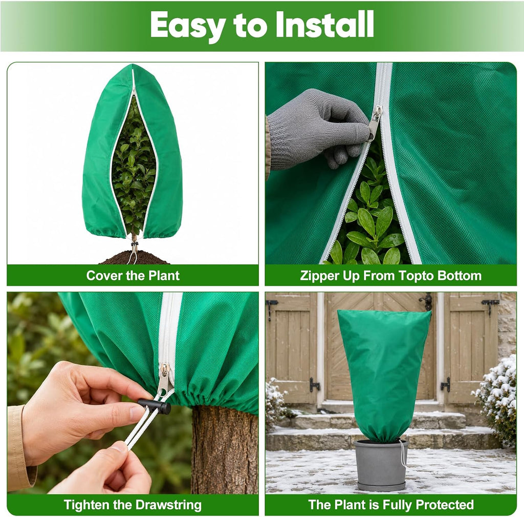 SPORTYOUTH 4 Pack Plant Covers Freeze Protection Frost Blanket 47.2"x72" | 2.4 oz Upgrade Non-Woven, Winter Tree Jacket