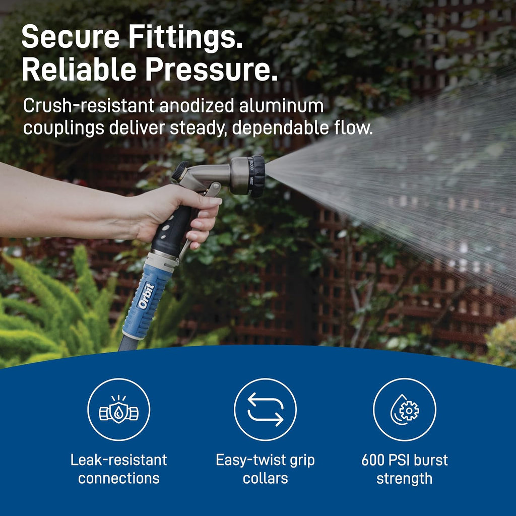 Orbit ExoJacket Fabric Garden Hose - 100 ft x 5/8 in - Heavy-Duty Fabric - Durable ExoJacket Construction - Antikink