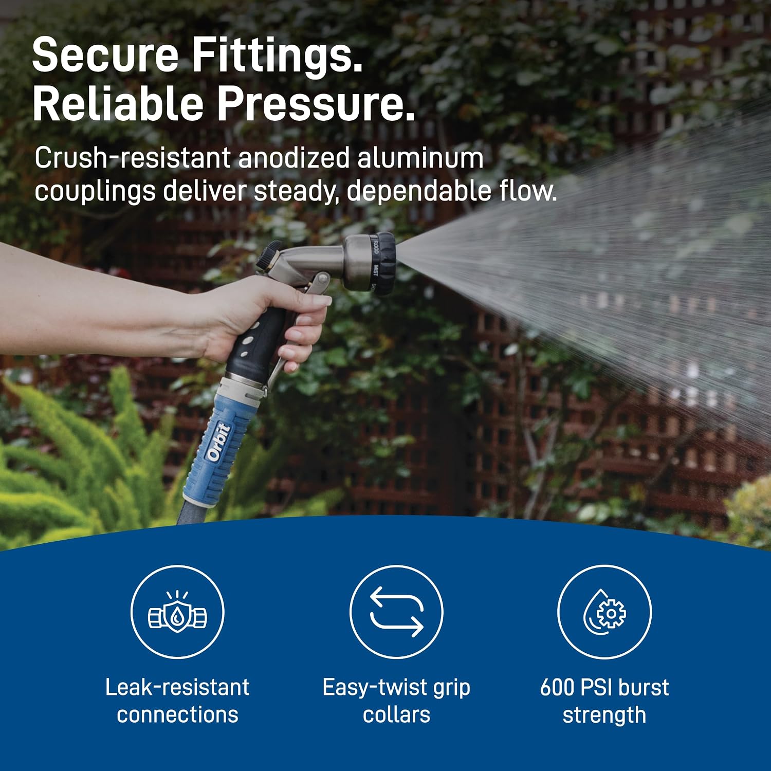 Orbit ExoJacket Fabric Garden Hose - 100 ft x 5/8 in - Heavy-Duty Fabric - Durable ExoJacket Construction - Antikink