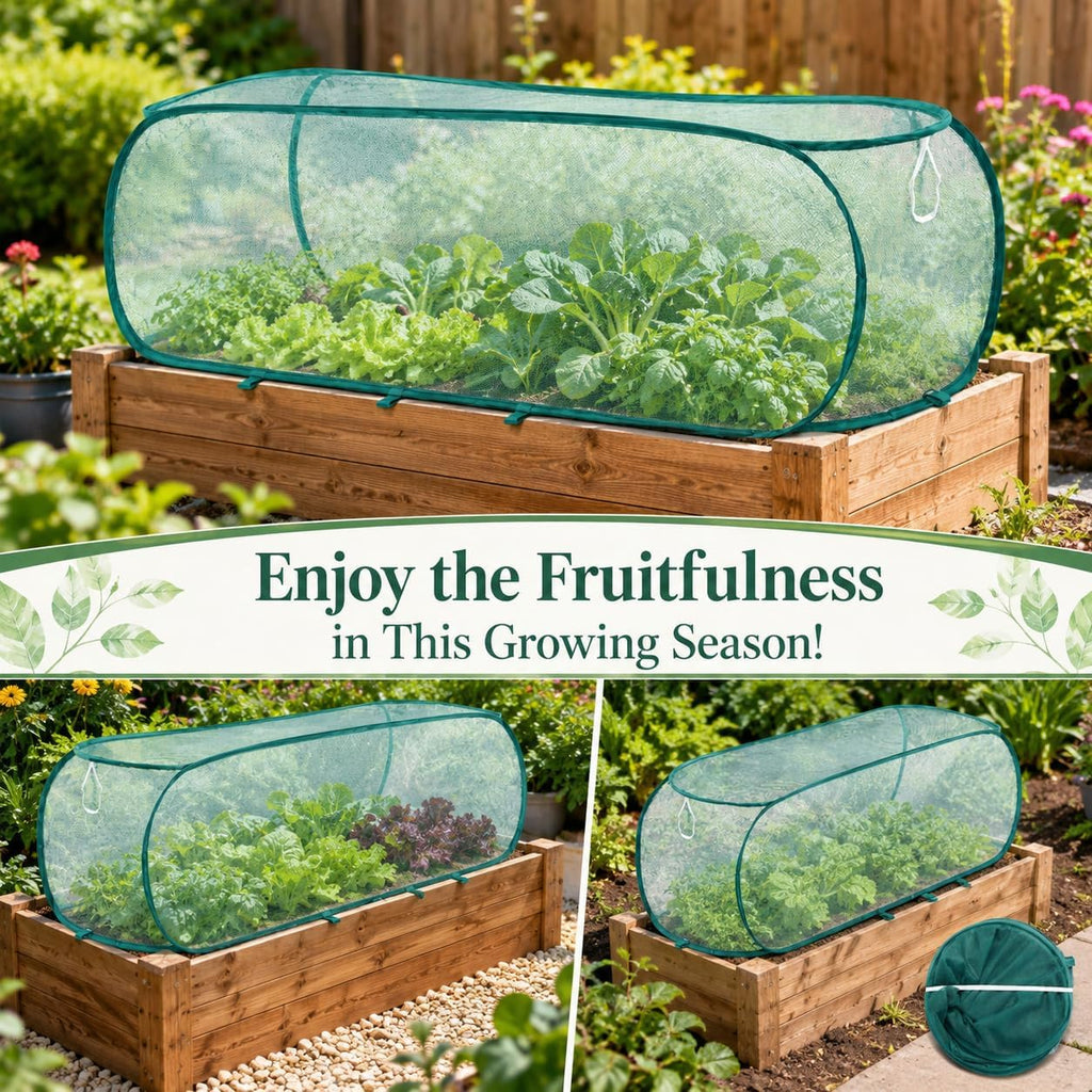 2PCS Pop Up Garden Plant Covers 47" x 18" x 16"-Collapsible Mesh Plant Covers with 30% Sunblock Shade Cloth for Raised