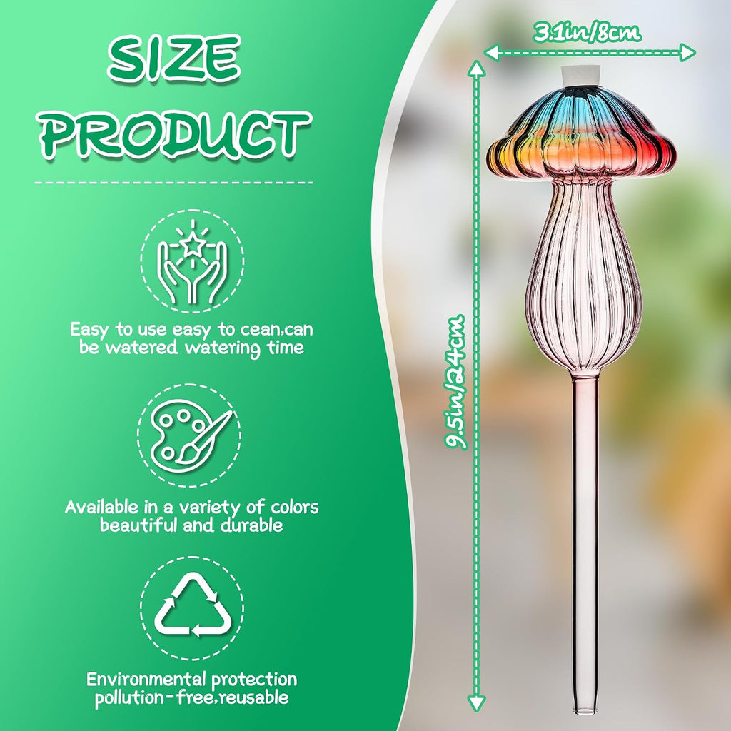 4 Pack Self Watering Globes for Plants Mushroom Glass Plant Watering Globes | Plant Watering Devices for Indoor &