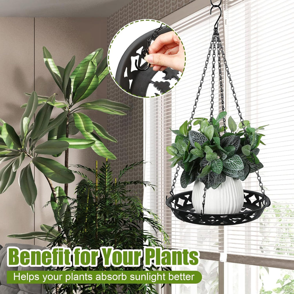 Enhon 3 Pack Plant Hanger, 12" Metal Hanging Planter for Indoor Plants | Classy Glossy Black, Decorative Wall Hanging