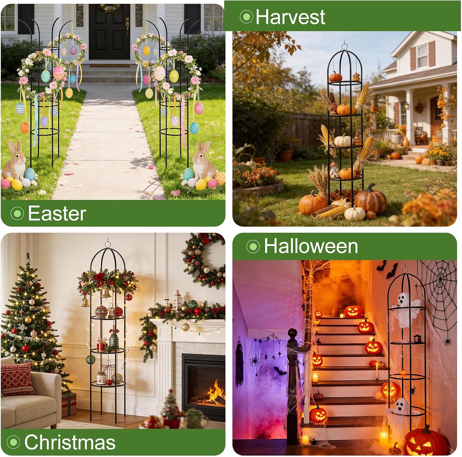 100% Metal 2 Pack Obelisk Garden Trellis 6.6 Ft Plant Support for Climbing | Flowers Stands,Rose Bush Round Trellis for