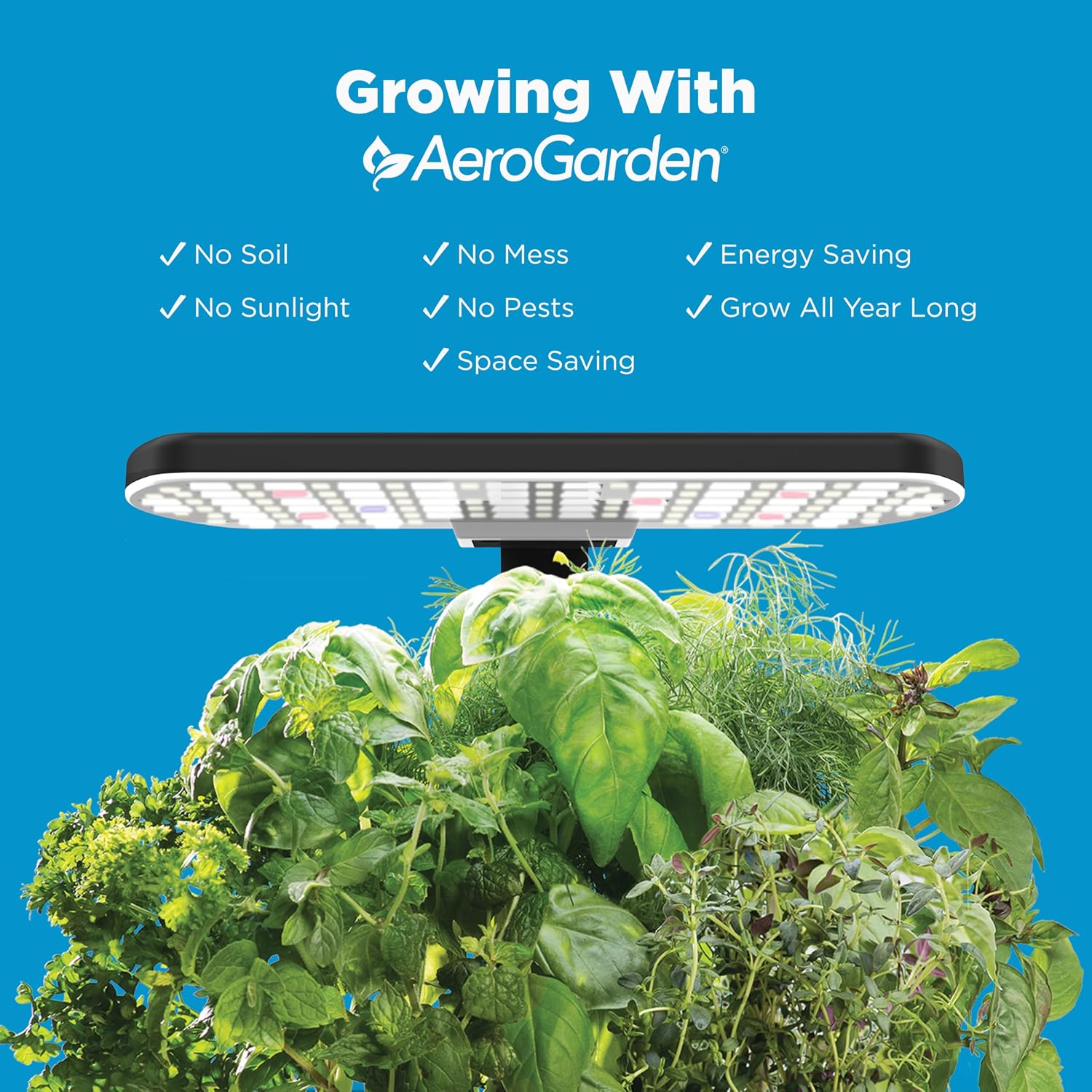 AeroGarden Harvest Lite, Black | Soil-free Indoor Hydroponic Garden with LED Grow Light for Year-Round Gardening of up