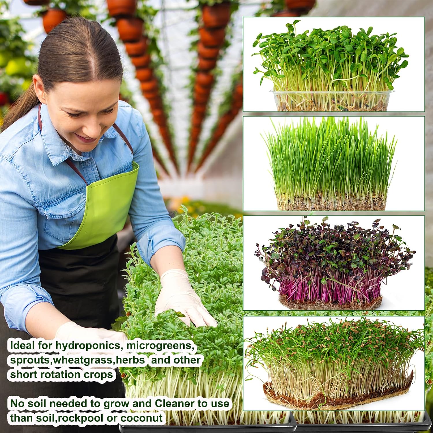 64PCS Microgreens Kit, 5" X 5" Hydroponic Sprouting Pads Microgreen Grow Mat Indoor Organic Production for Microgreen