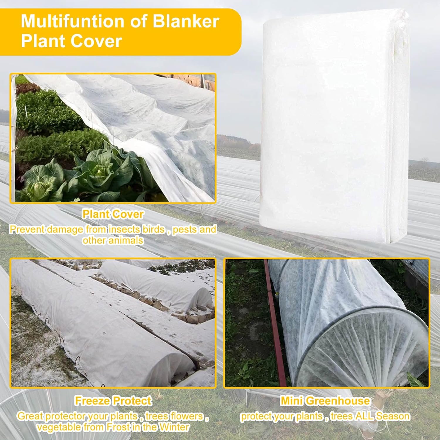 Tefola Plant Covers Freeze Protection with 20 Stainless Steel Clips, 10 x 29.5Ft Frost Cloth Plant Blankets Floating