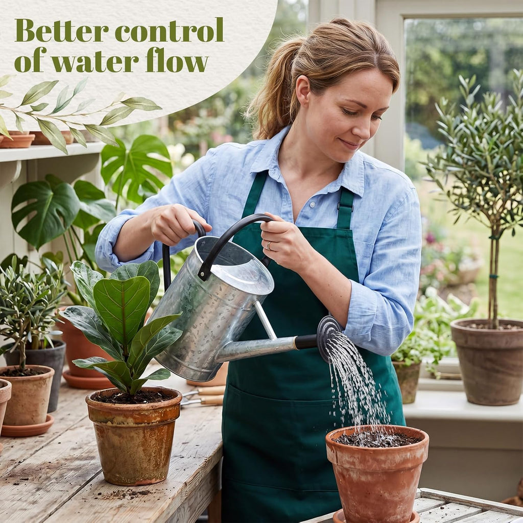 4 Pcs 1 Gallon Metal Watering Can for Indoor Outdoor Plants, Galvanized Garden Water Can with Long Spout and Dual