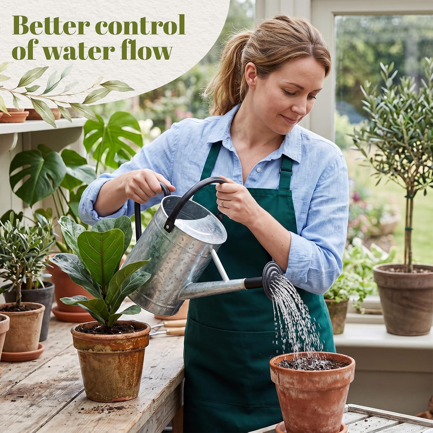 4 Pcs 1 Gallon Metal Watering Can for Indoor Outdoor Plants, Galvanized Garden Water Can with Long Spout and Dual
