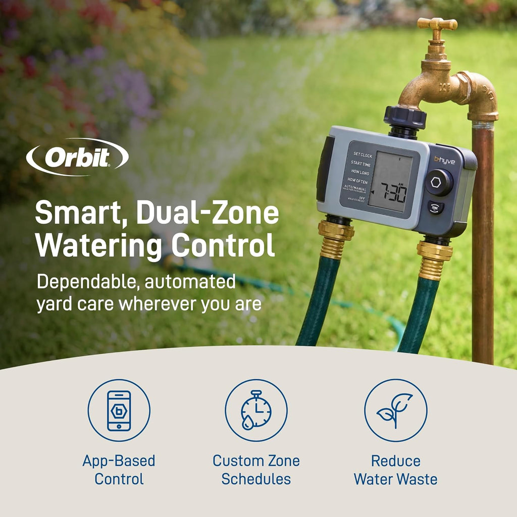 Orbit B-hyve XD 2-Port Smart Hose Watering Timer - Features Dual Outlet Irrigation Control - App Controlled Watering